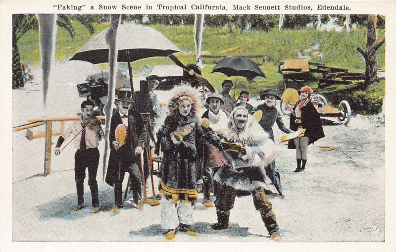 Snow Scene, Mack Sennett Studios, Edendale, California, early postcard, unused