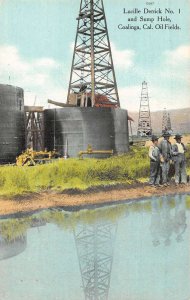 Coalinga California Oil Fields Lucille Derrick Well and Sump Hole PC AA15855