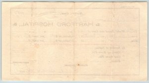 1917  Hartford  Hospital  Connecticut  Receipt 10 x 4