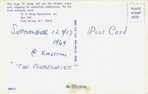 HUDSON RIVER SLOOP~REPLICA MID-19th CENTURY CARGO SLOOP-SAILBOAT POSTCARD 1960s