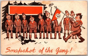 Boy Scouts Lined Up - Snapshot of the Gang!  Comic Vintage Postcard