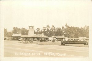 1940s Fresno California El Rancho Motel occupation autos RPPC Postcard 25-12291