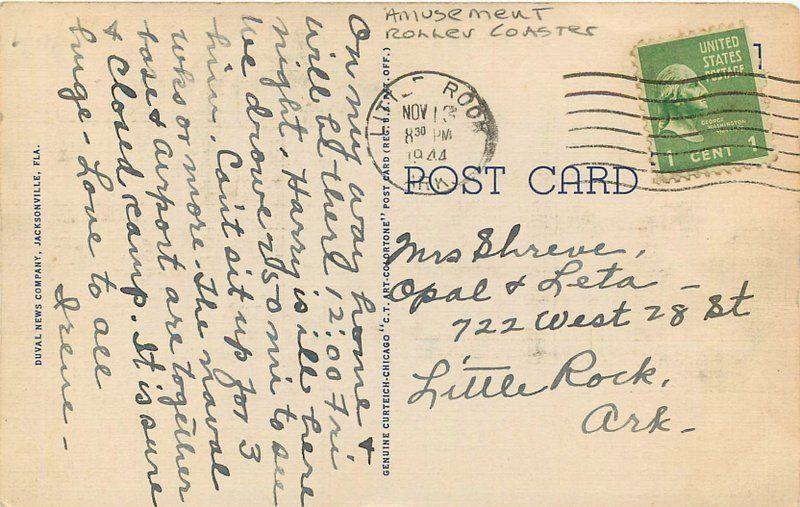 Amusement 1944 Roller Coaster Beach JACKSONVILLE BEACH FLORIDA 4828