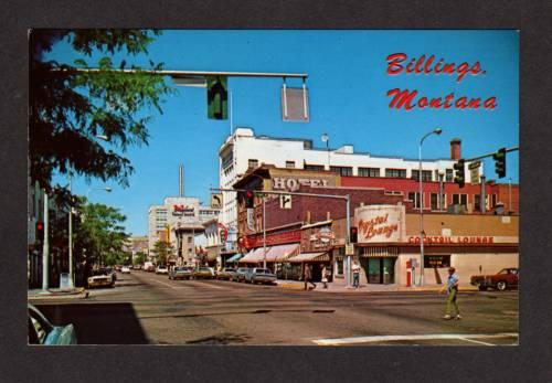 MT Broadway St Crystal Lounge Bank Hotel BILLINGS MONTANA Postcard Carte Postale