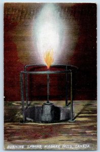 Niagara Falls Ontario Canada Postcard Burning Spring Fire 1910 Vintage Antique