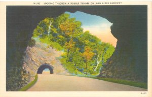 North Carolina Double Tunnel on Blue Ridge Parkway Linen Postcard Unused