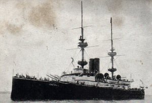 Postcard Royal Navy Battleship HMS Mars Photo - c1903