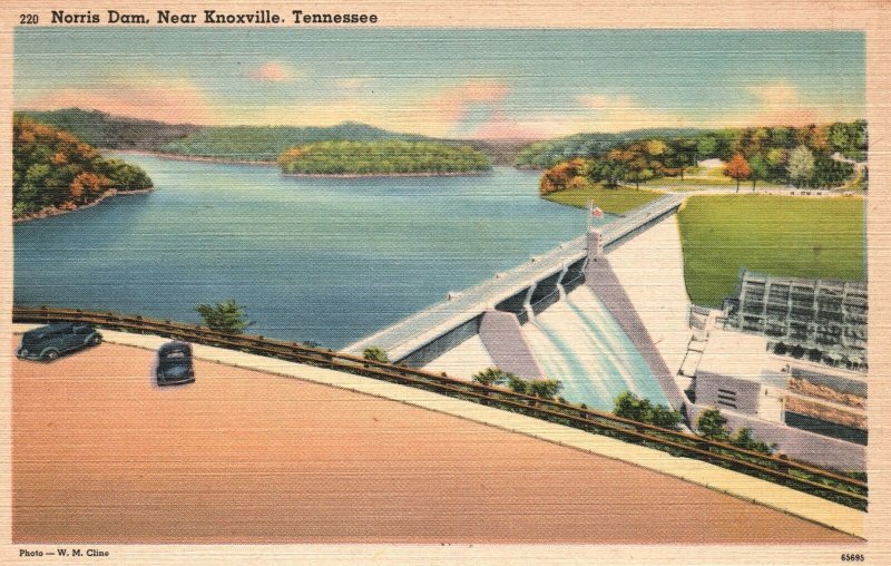 Vintage Postcard 1930's Norris Dam Near Knoxville Tennessee TN Pub WM Cline Co.