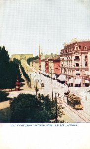 Vintage Postcard 1910's View of Christiania Showing Royal Palace  Fjord Norway