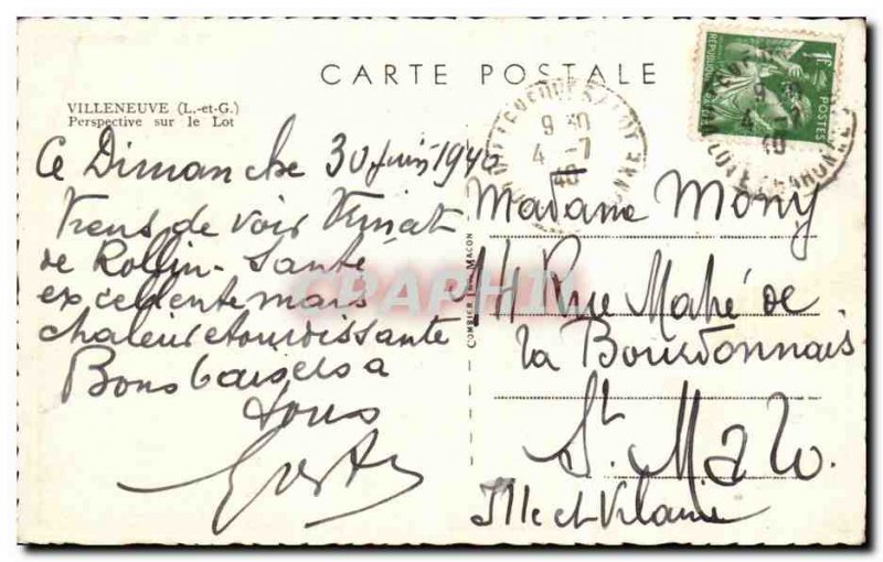 Old Postcard Perspective Villeneuve Sur Lot