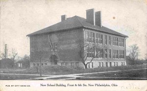 New School Building Front & 6th Streets New Philadelphia Ohio 1910c postcard