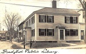 Bradford MA Public Library Street View in 1907 RPPC Postcard