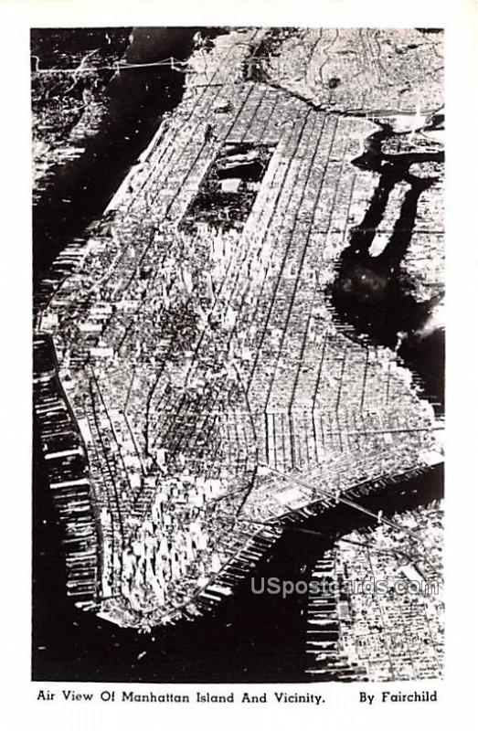 Air View of Manhattan Island and Vicinity New York City NY Unused