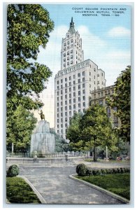 1954 Court Square Fountain and Columbian Mutual Tower Memphis TN Postcard