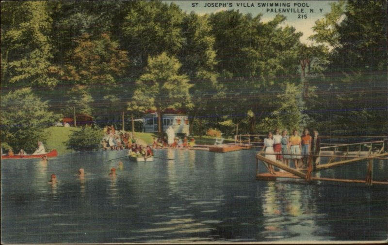 Palenville NY St. Joseph's Villa Swimming Pool Linen Postcard