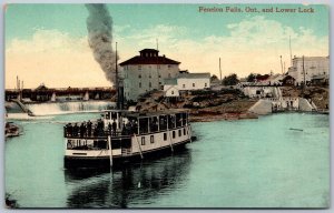 Postcard Fenelon Falls Ontario c1908 Steamer Lower Lock Victoria County