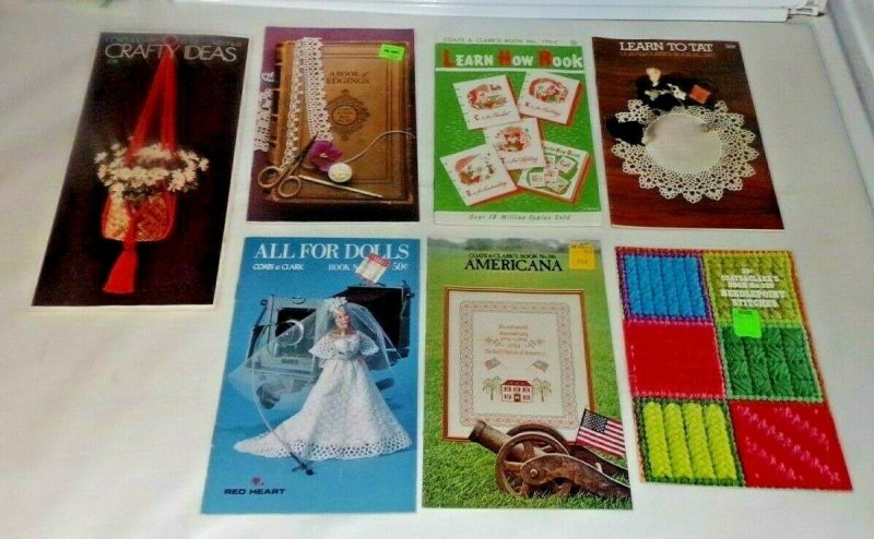 Vtg 1970's Coats & Clark's Craft Book Lot Learn How To Tat Crochet Needlepoint D