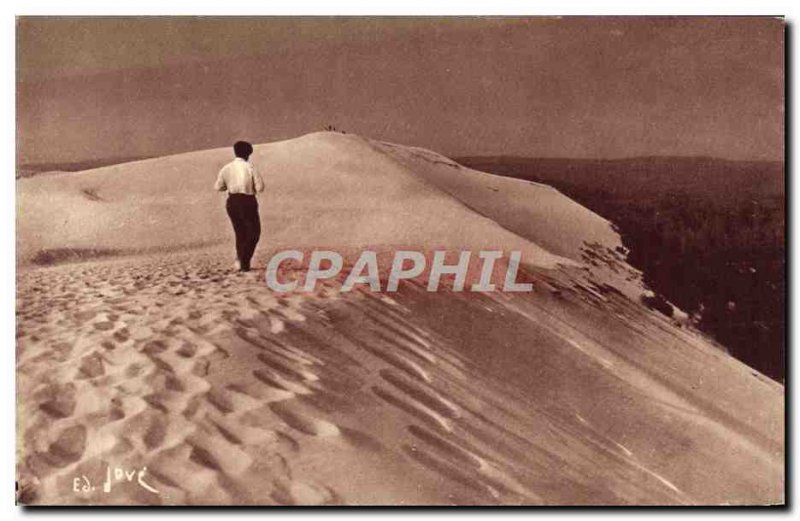 Old Postcard The Pyla Basin & # 39Arcachon Returning to the great dune of Pyla