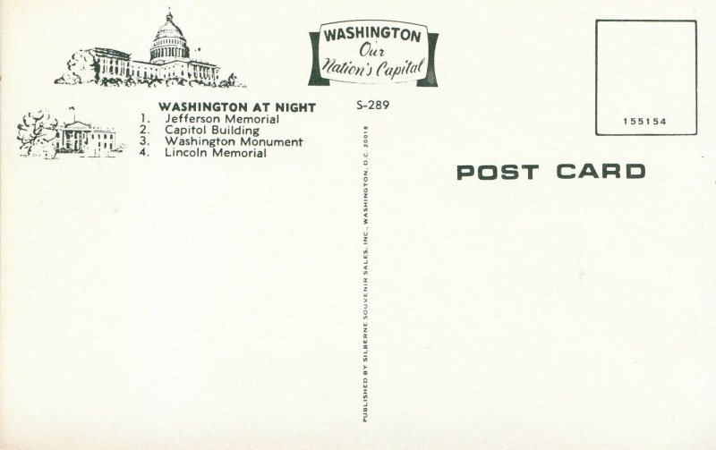 America Postcard - Views of Washington at Night    K902