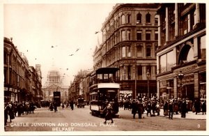 Northern Ireland Belfast Castle Junction and Donegall Place Trolley Real Photo