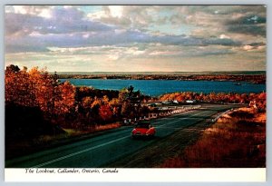 The Lookout, Callander, Ontario, Chrome Postcard, Old Cars