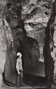 Man Looking Terrified Scared at Masson Cavern Bath Real Photo Postcard