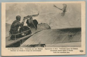 FRENCH WWI ERA MACHINE GUNNER on AIRCRAFT ANTIQUE POSTCARD