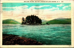 Recluse Island on Lake George  New York NY UNP WB Postcard E5