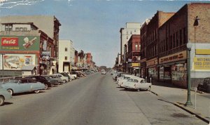 G87/ Boone Iowa Postcard Chrome Story Street Autos Stores 9