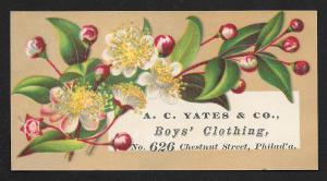 VICTORIAN TRADE CARD Yates Boys Clothing Flowers