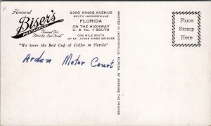 Postcard Howard Biser's Restaurant Jacksonville FL