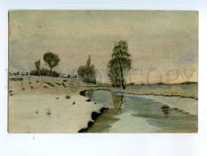 248907 Russia winter Landscape Ulybin hand painted postcard