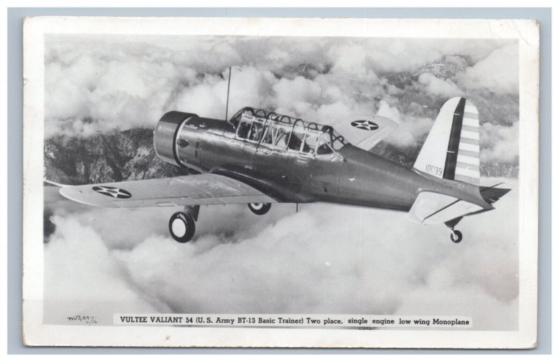 Vultee Valiant 54 Monoplane Aircraft Plane Real Photo Postcard RPPC WJ Gray EKC 