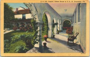 USA Loggia Oldest House in US St Augustine Florida Linen Postcard 03.47