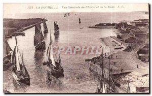 Old Postcard La Rochelle Vue Generale du Chenal and Rade Boat