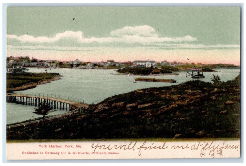 c1905 Bridge, Construction Equipment York Harbor, York Maine ME Postcard 