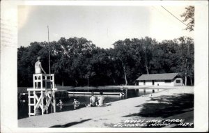 Elmore MN Woods Lake Park Swimming Real Photo Postcard