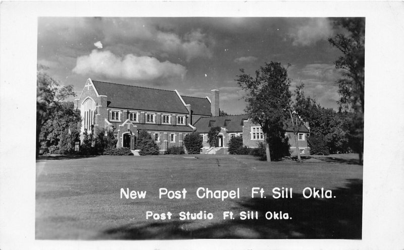 J69/ Fort Sill Oklahoma RPPC Postcard c1950s New Post Chapel  146