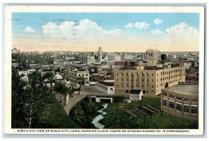 1917 Dymond-Simons Co. Clock Tower Bird's Eye View of Sioux City IA Postcard