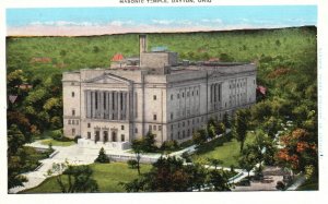 Vintage Postcard 1920's View of The Masonic Temple Dayton Ohio OH