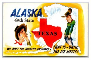 Comic Greetings Alaska 49th State Bigger than Texas UNP Chrome Postcard K18