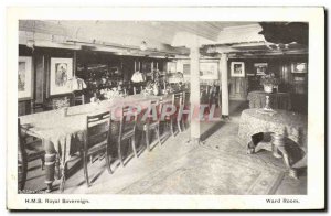 Old Postcard Boat War HMS Royal Sovereign Ward Room
