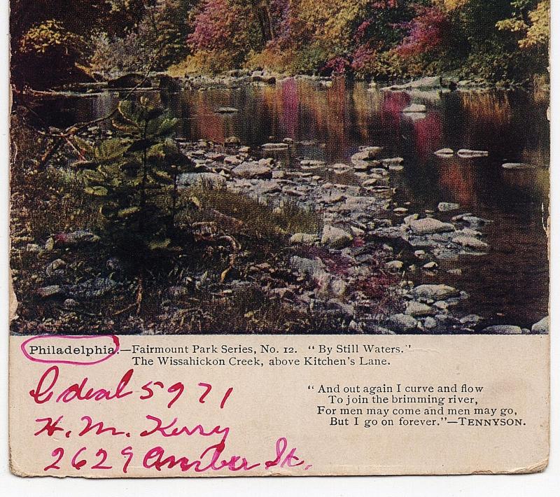 1901 Philadelphia PA By Still Waters Tennyson Wissahickon Creek Fairmount Park