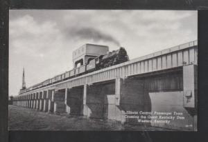 Illinois Central Train Crossing Great Kentucky Dam Postcard 