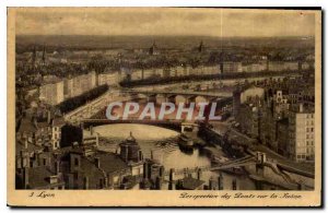 Postcard Old Lyon Perspective Bridges over the Saone