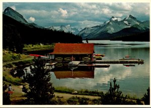 Canada Jasper National Park Maligne Lake Showing Boat House