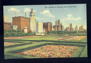 Chicago, Illinois/IL Postcard, Skyline Of Chicago From Grant Park, 1951!