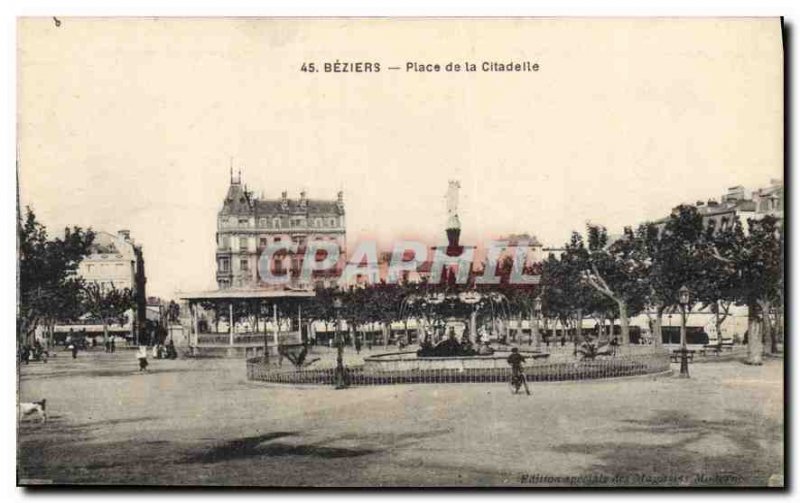 Old Postcard BEZIERS Place Citadel