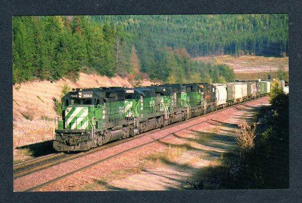 MT Burlington Northern Diesel Railroad Train 7846 nr Belton Montana Postcard RR