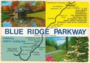 Blue Ridge Highway map thru North Carolina and Virginia
